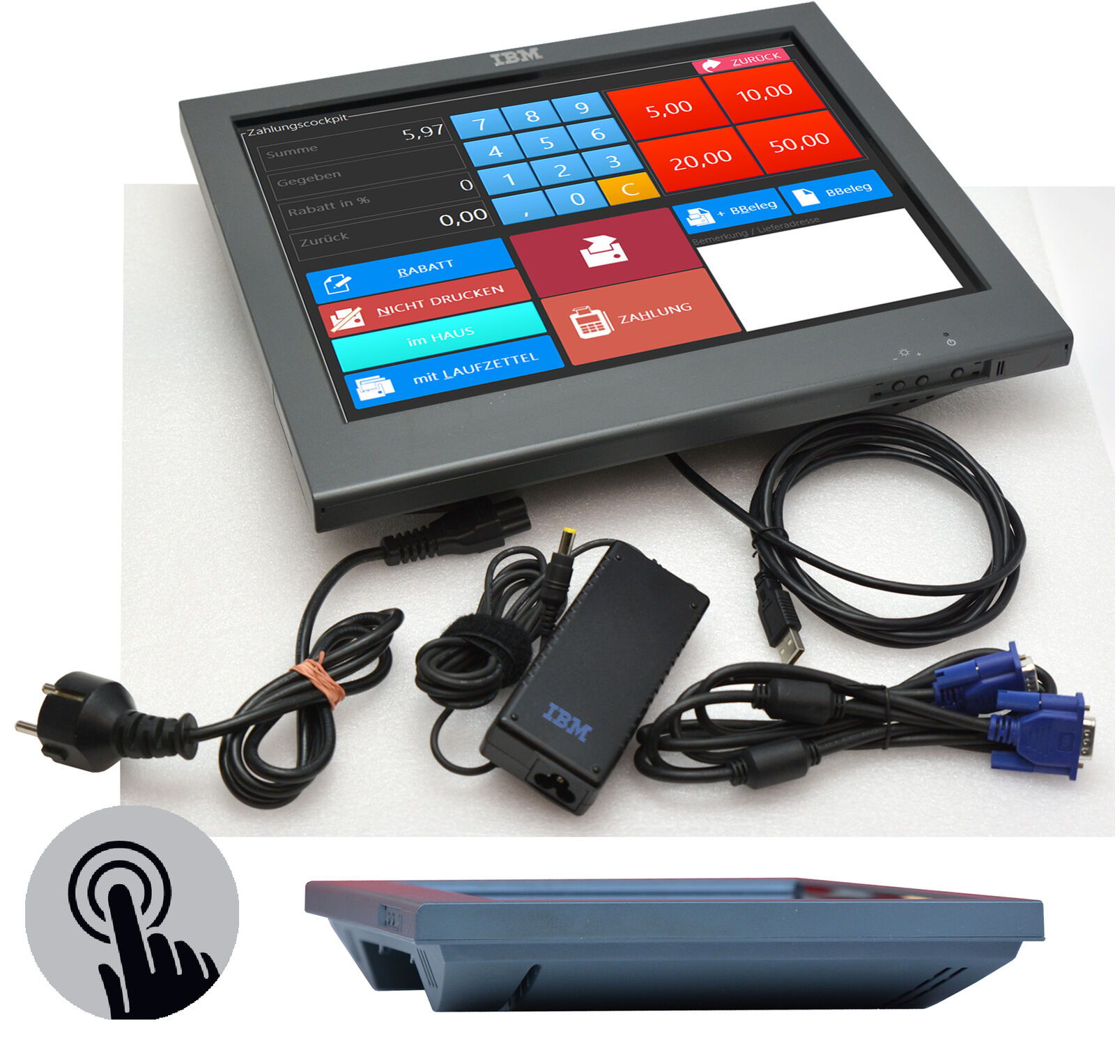 15" USB Touchscreen Monitore LCD Display Kassenmonitor für Kassensystem Monitore 