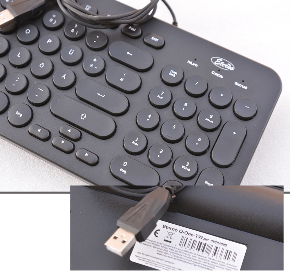 Style Eterno USB Mini Tastatur runde Köpfe für Serverschrank tragbar ...