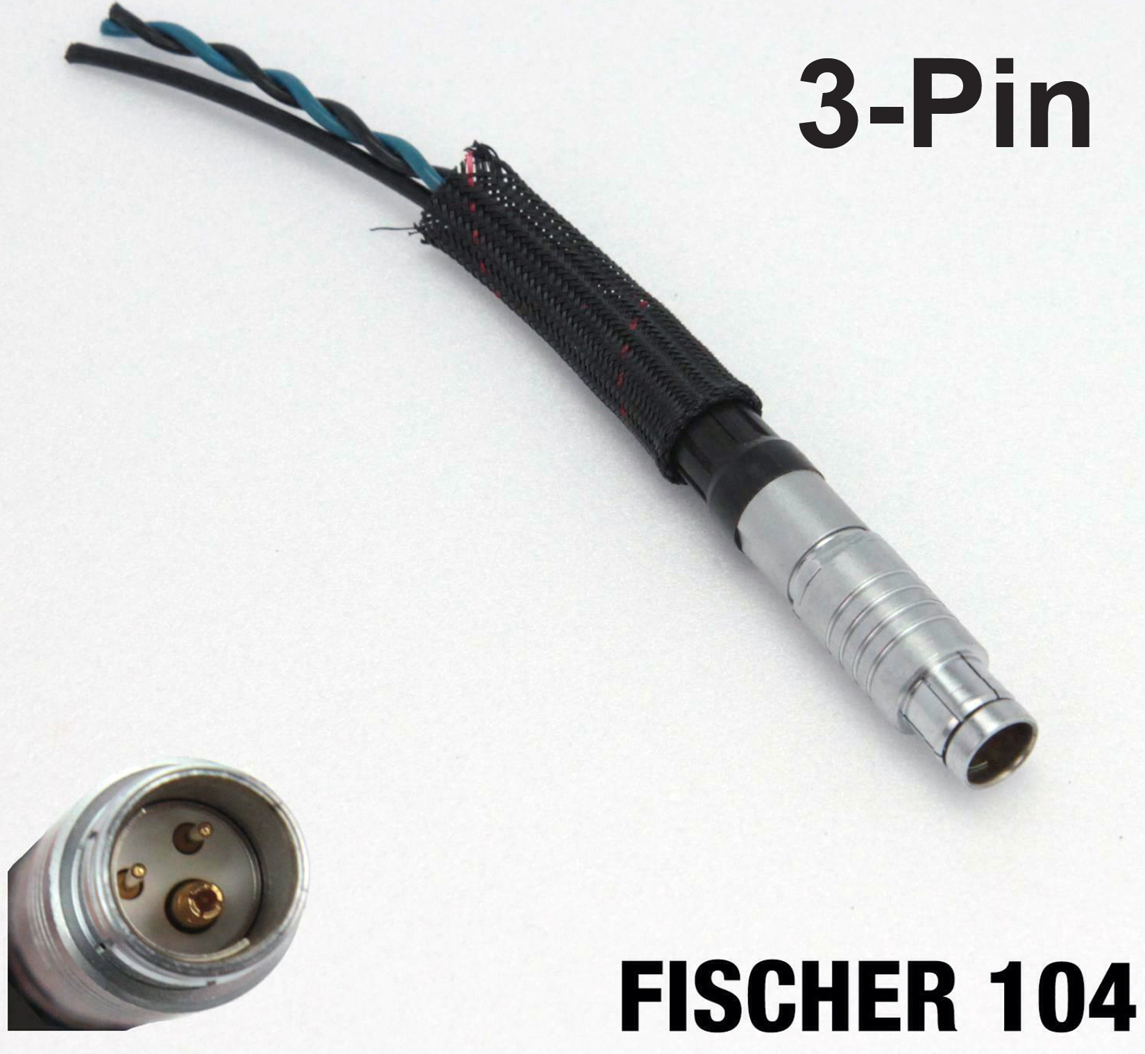 Fischer 104 ODU Kabel 3-Pol 3-Pin + 10 cm Cable Stecker Connector Plug ...