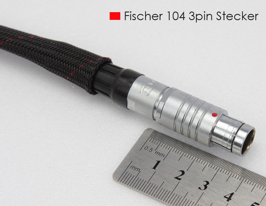 Fischer 104 ODU Kabel 3-Pol 3-Pin + 10 cm Cable Stecker Connector Plug ...